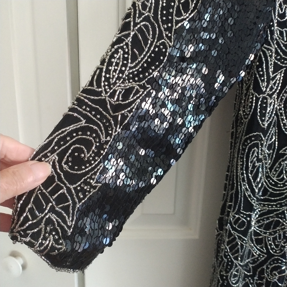 Joseph Le Bon Paris Hong Kong New York Black Sequins & Beaded Vintage Dress 12 - Picture 11 of 11